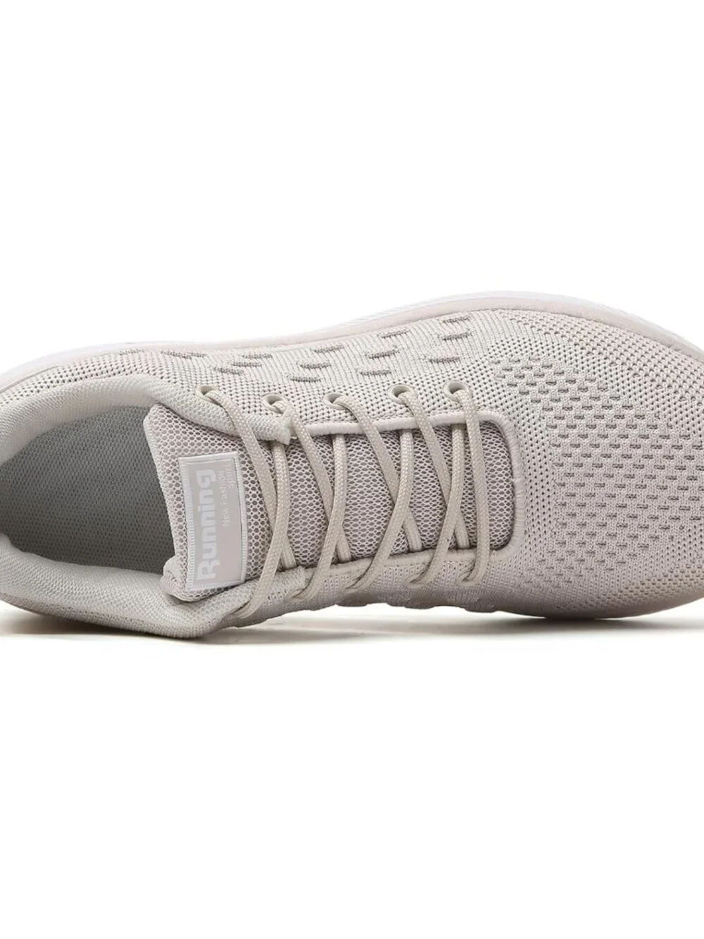 Women's Beige Mesh Sneakers Athletic Running Walking Shoes Lace-Up